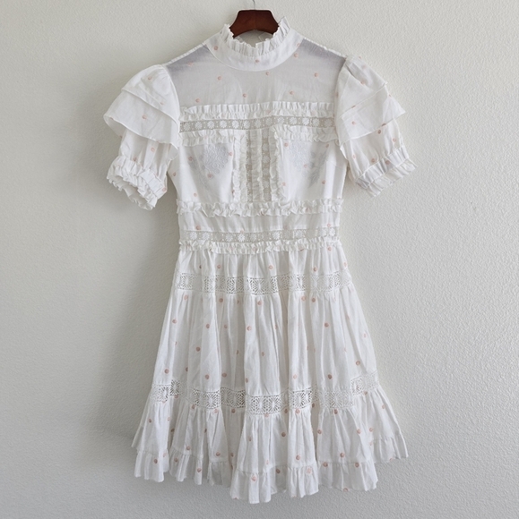 By Malina IRO Mini Dress Lase Details Romantic Embroided Coquette Size Small - Picture 2 of 16